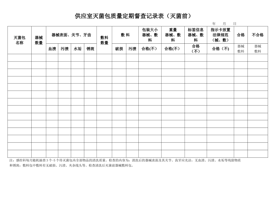 供应室器械敷料清洗质量定期督查记录表-2[1]_第1页