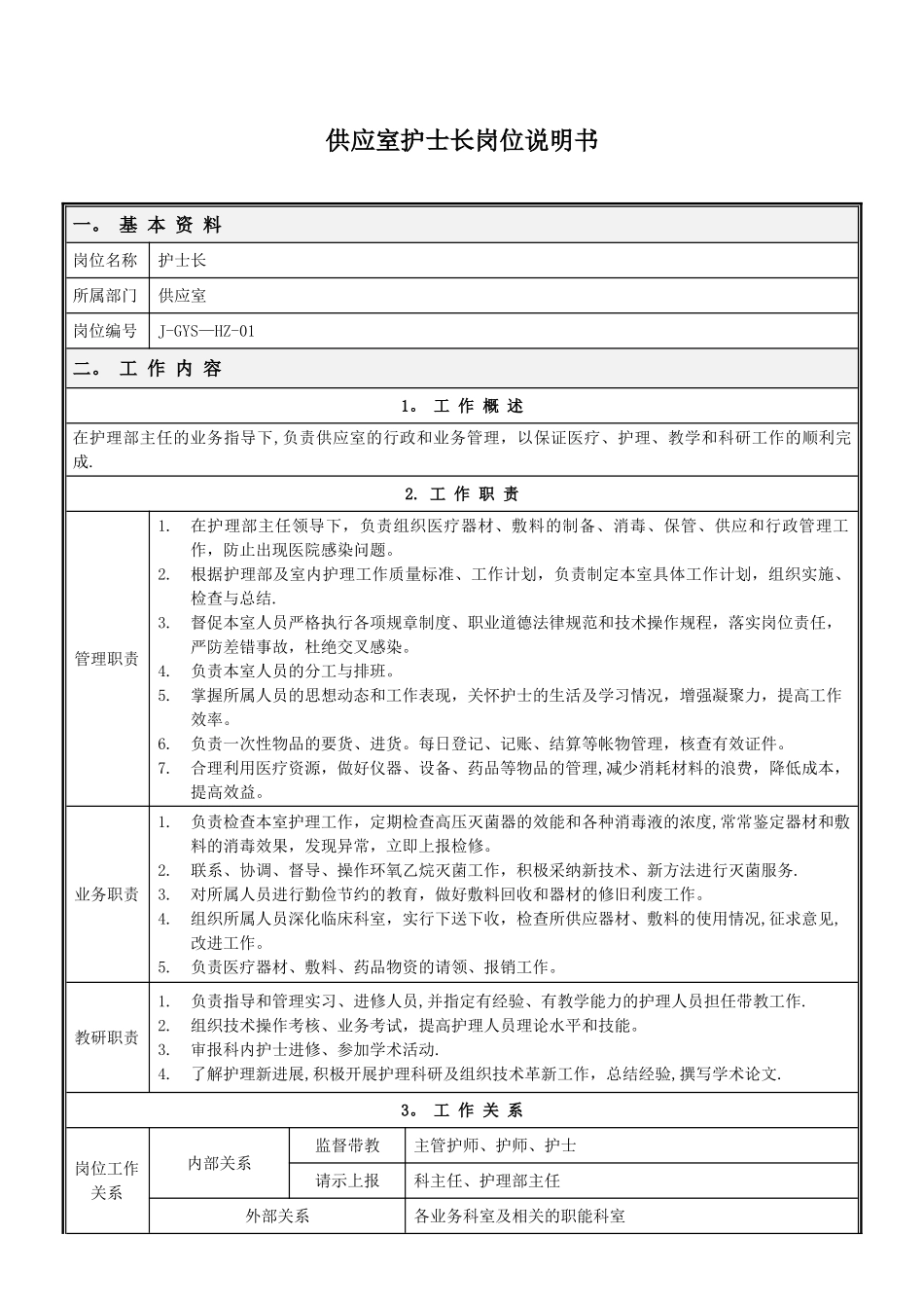 供应室岗位说明书_第1页