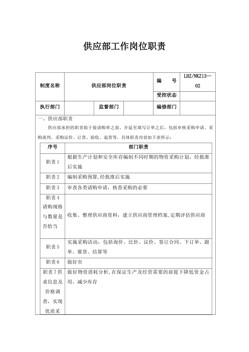 供应部工作岗位职责-_第1页