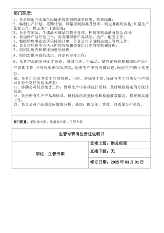 供应链中心职责说明书-