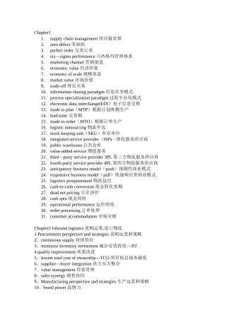 供应链物流管理专业词汇整理