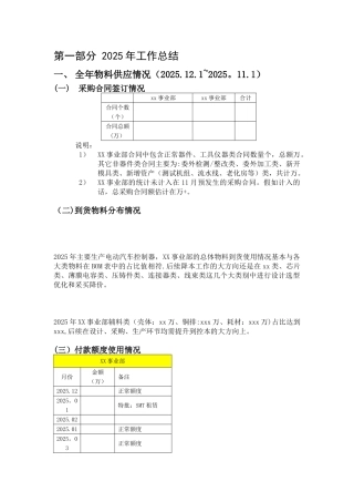 供应链管理中心2025年工作总结与2025年计划