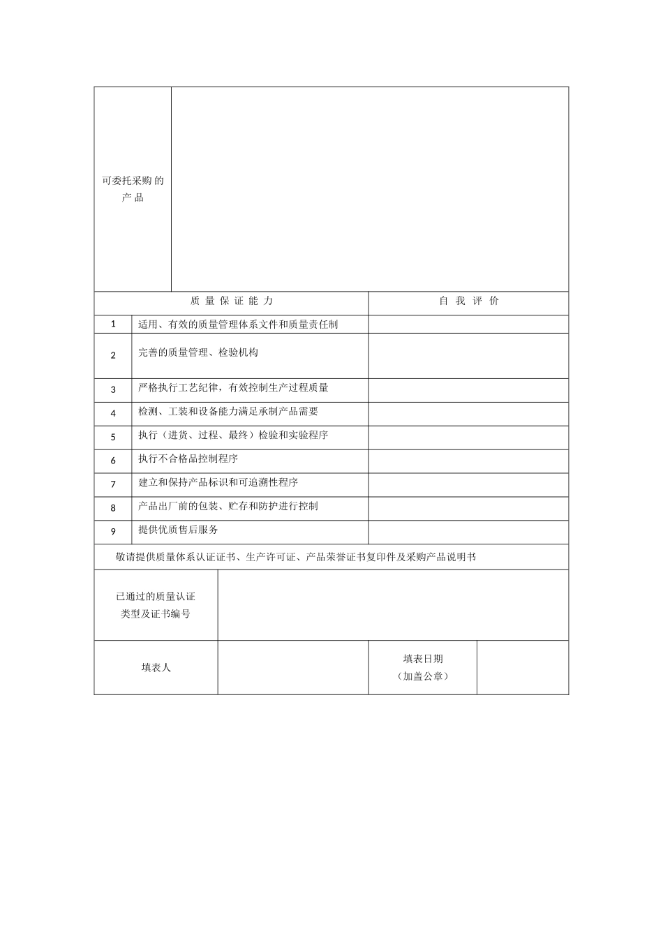 供方能力调查表-模板_第2页