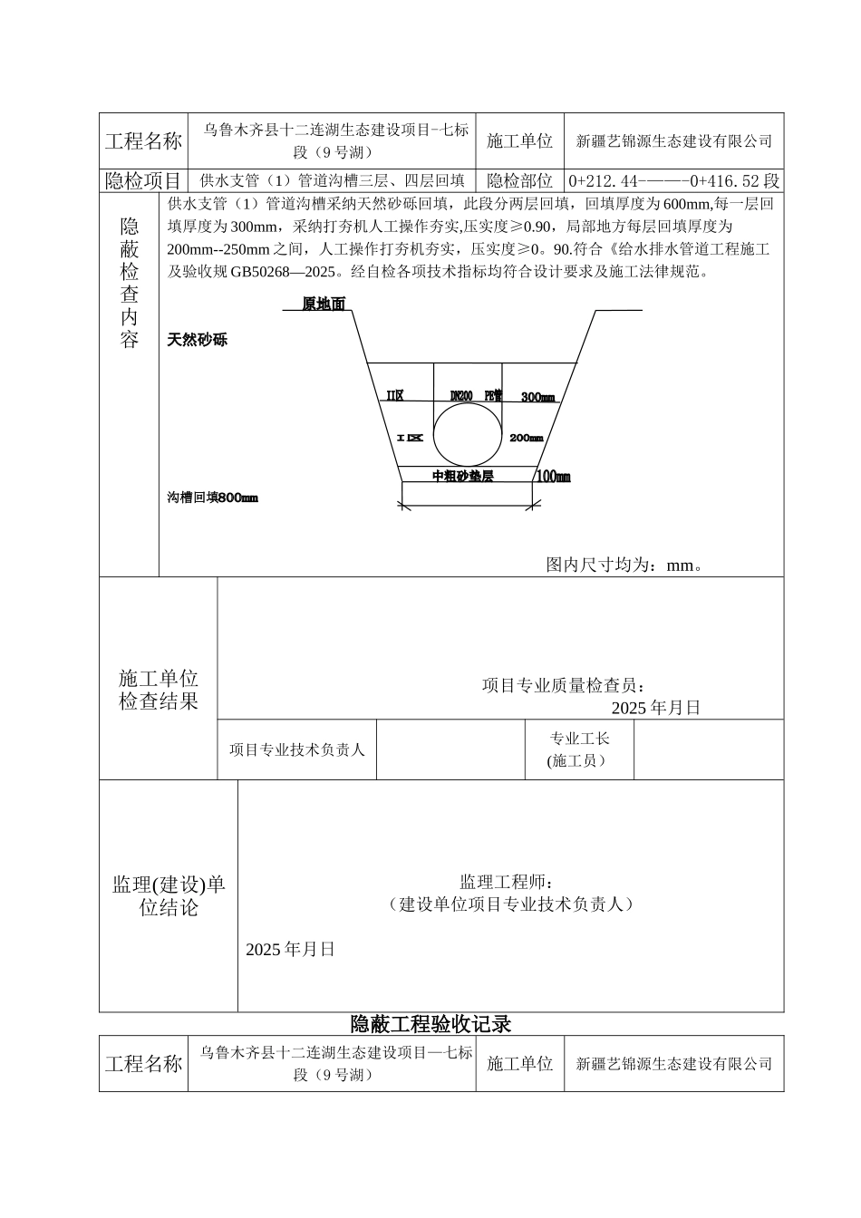 供水支管------沟槽回填-隐蔽工程验收记录_第2页