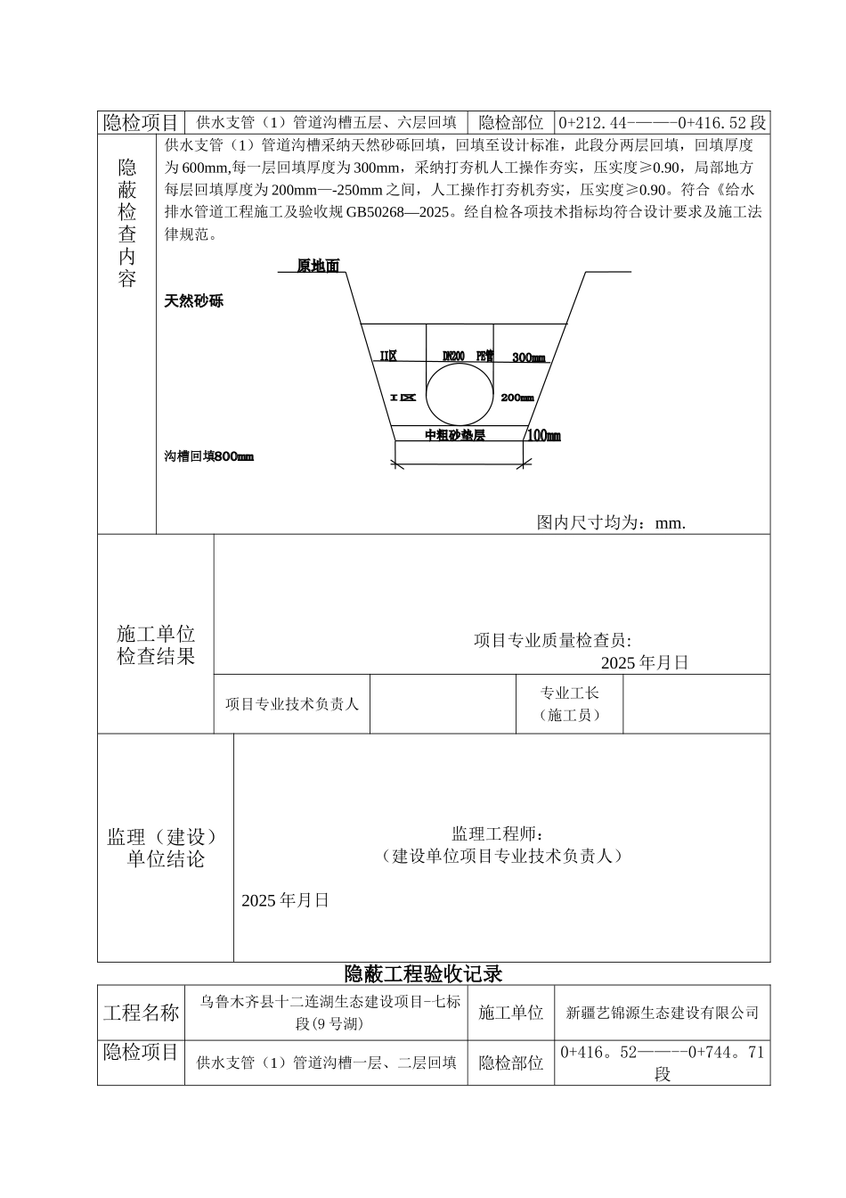供水支管------沟槽回填-隐蔽工程验收记录_第3页