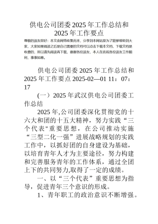供电公司团委18年工作总结和18年工作要点