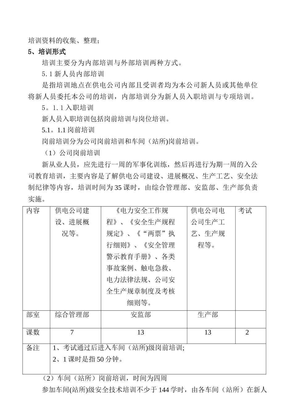 供电公司新人员培训管理方案_第3页