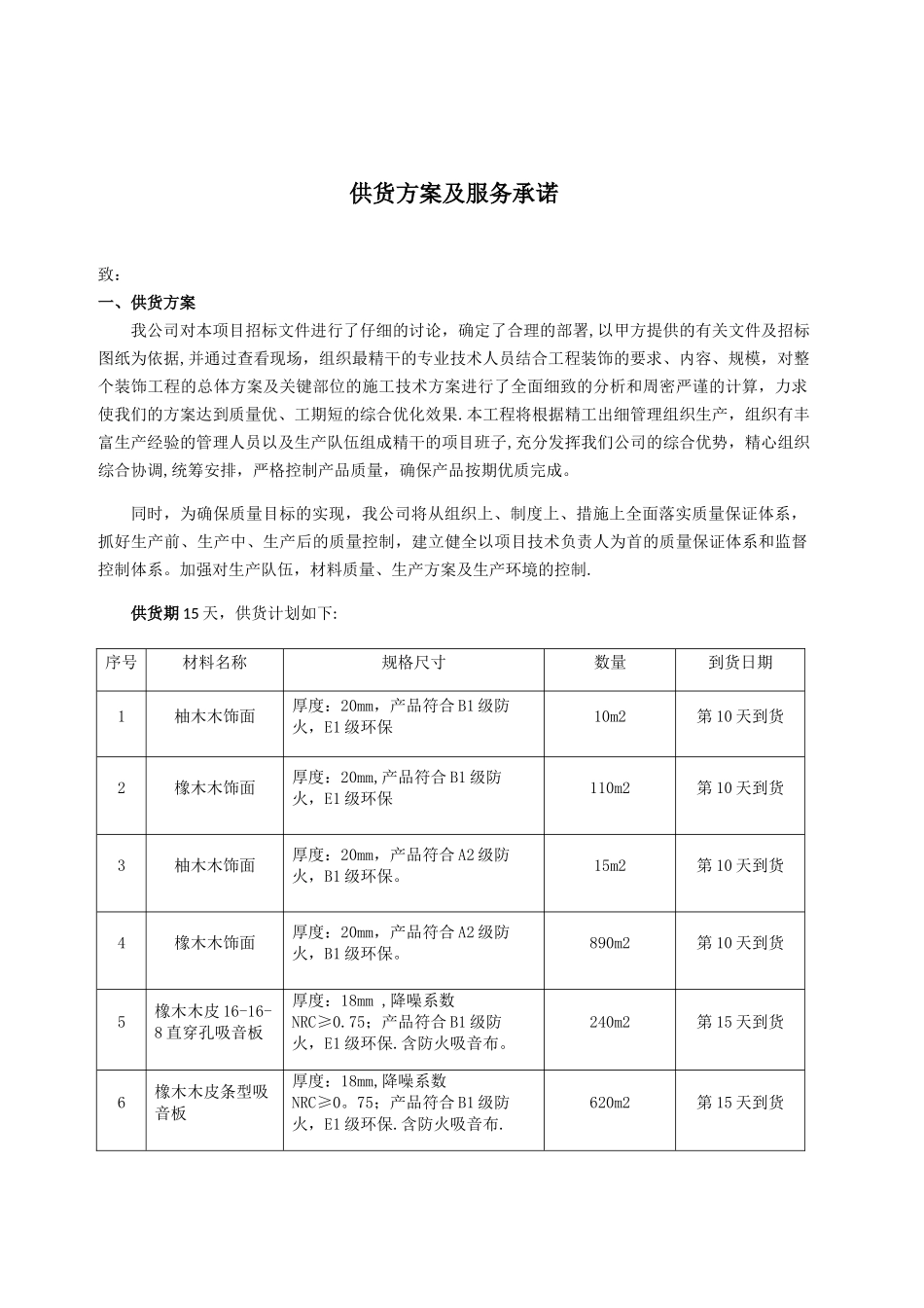 供货方案及服务承诺-供货服务承诺_第1页