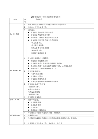 保健医生一日工作流程与内容