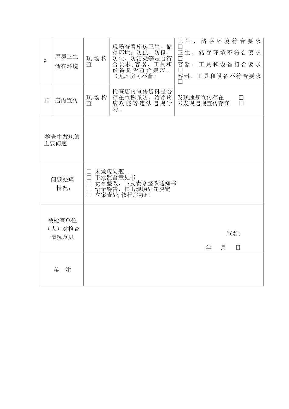 保健食品经营企业日常监督检查表_第3页