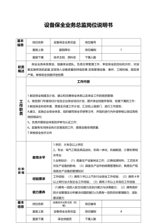 保全业务岗位说明