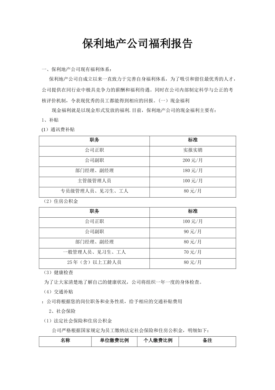 保利地产福利报告_第1页