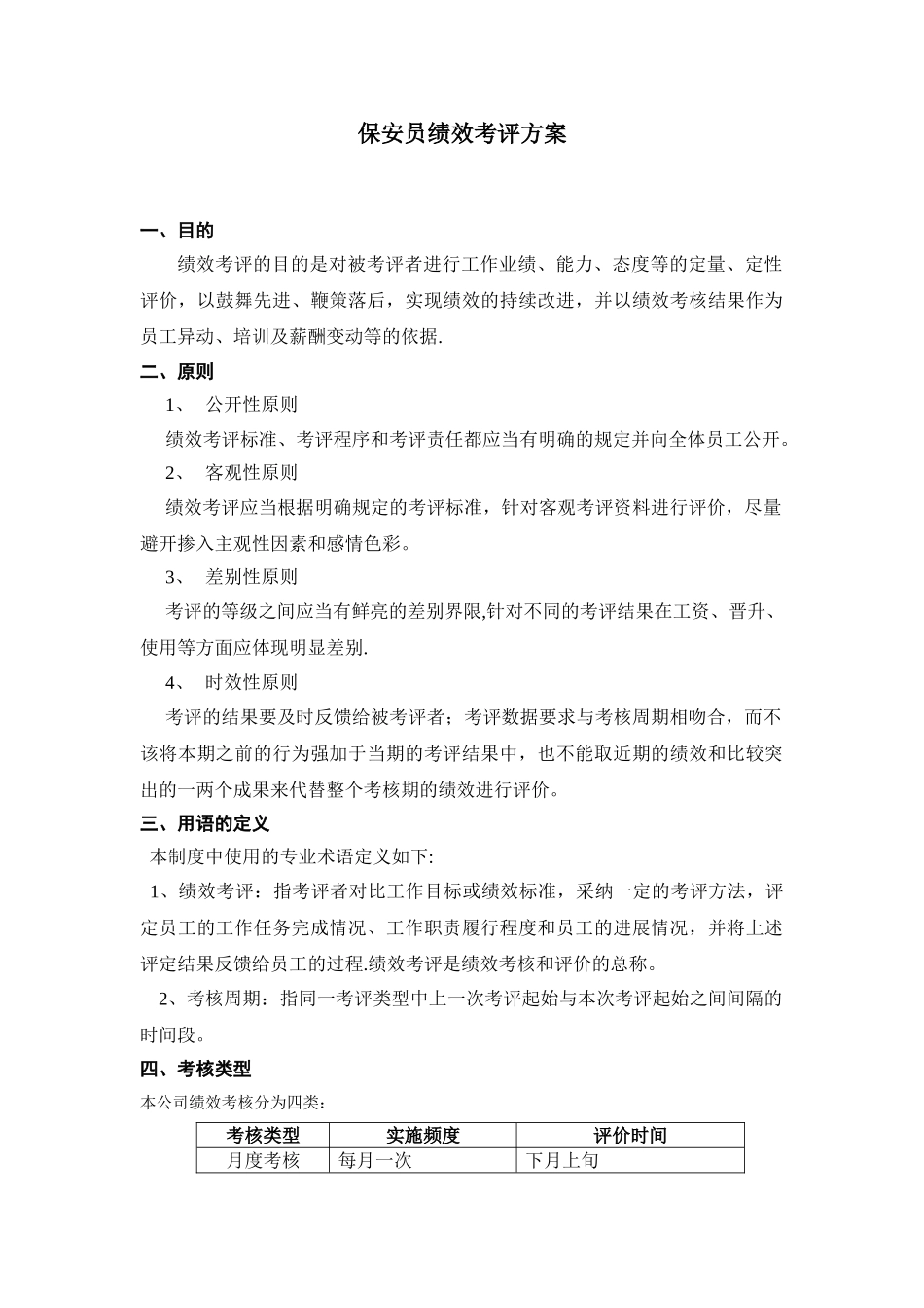 保安员绩效考评方案_第1页