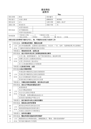 保安岗位说明书