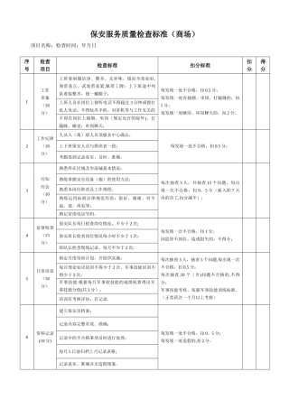保安服务质量检查标准