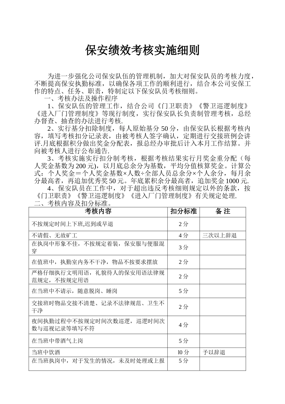 保安绩效考核细则06805_第1页
