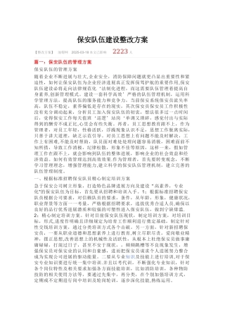 保安队伍建设整改方案