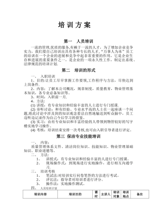 保洁培训内容模板