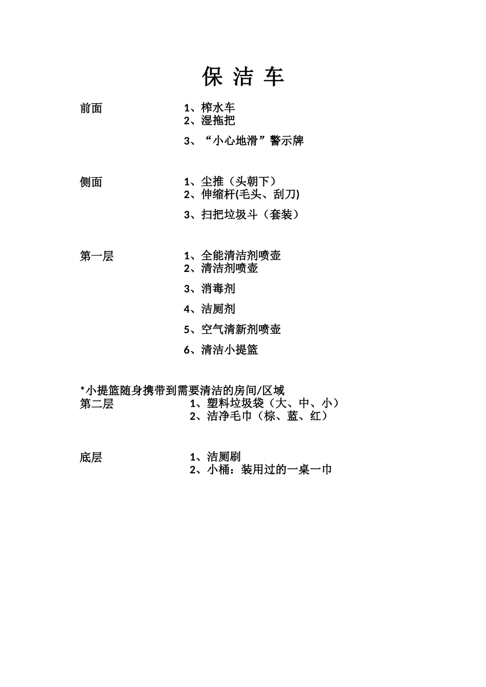 保洁车摆放标准_第1页