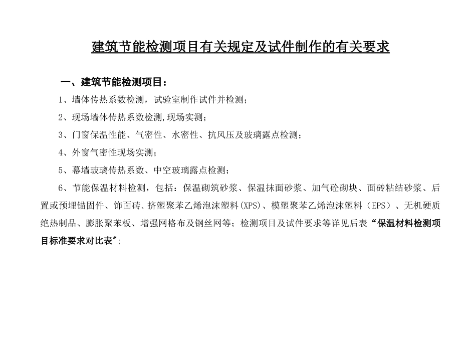 保温材料检测项目对照表_第1页