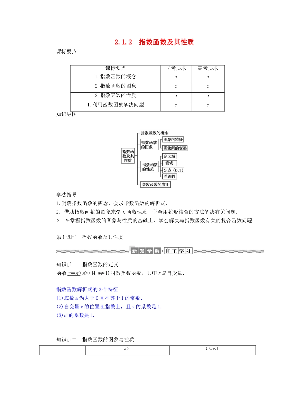 高中数学 第二章 基本初等函数（Ⅰ）2.1.2.1 指数函数及其性质学案（含解析）新人教A版必修1-新人教A版高一必修1数学学案_第1页