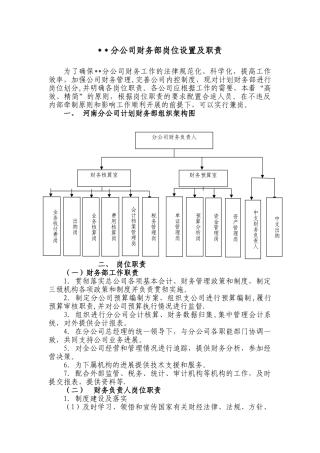 保险公司分公司财务岗位职责