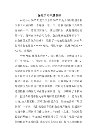 保险公司年度总结精选