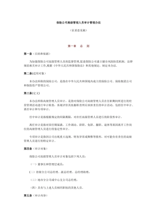 保险公司高级管理人员审计管理办法