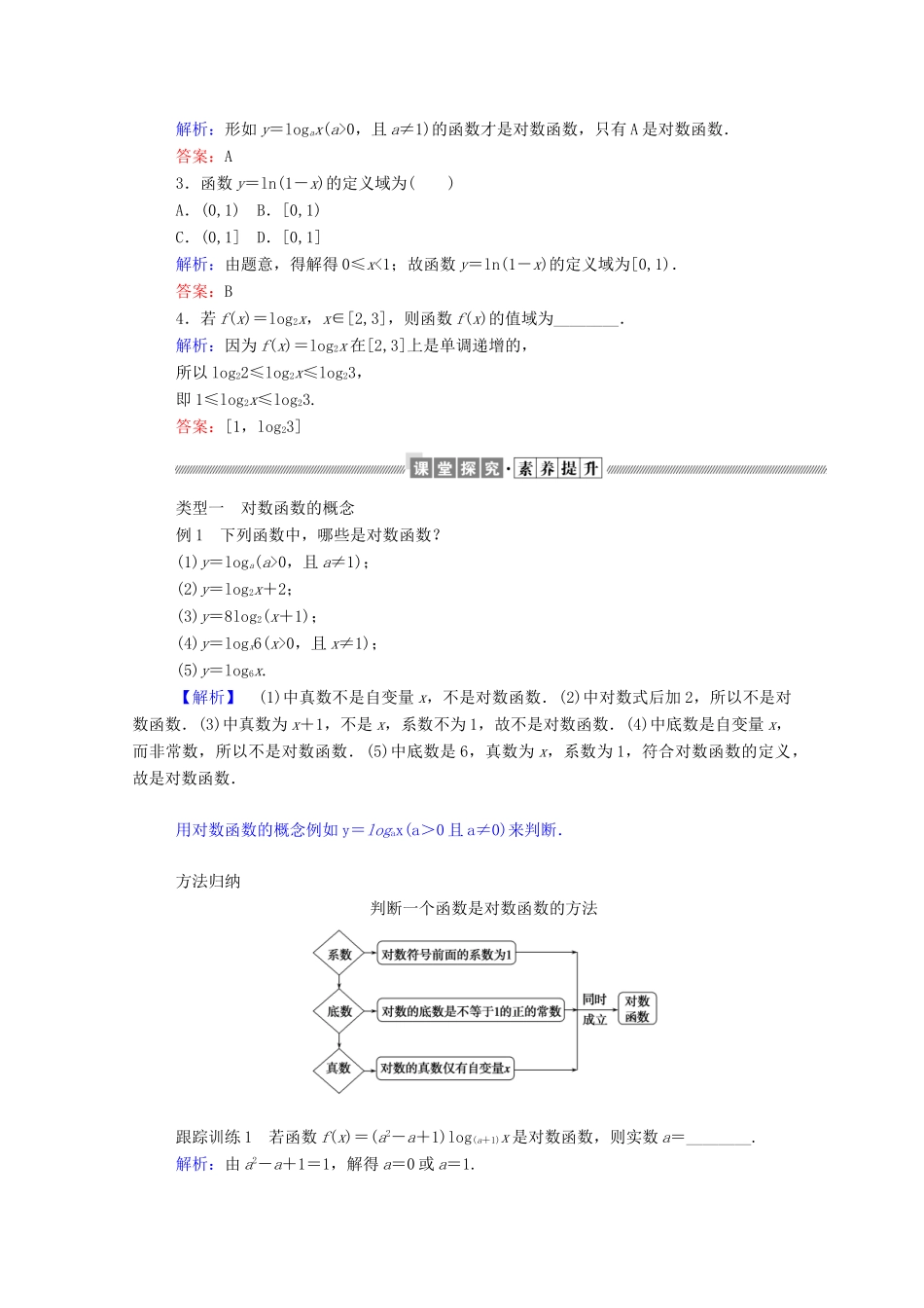 高中数学 第二章 基本初等函数（Ⅰ）2.2.2.1 对数函数的图象及性质学案（含解析）新人教A版必修1-新人教A版高一必修1数学学案_第2页