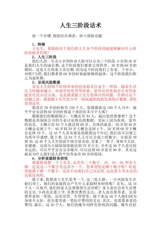 保险销售中人生三阶段话术