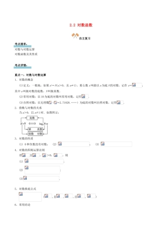 高中数学 第二章 基本初等函数（I）2.2 对数函数复习学案 新人教A版必修1-新人教A版高一必修1数学学案