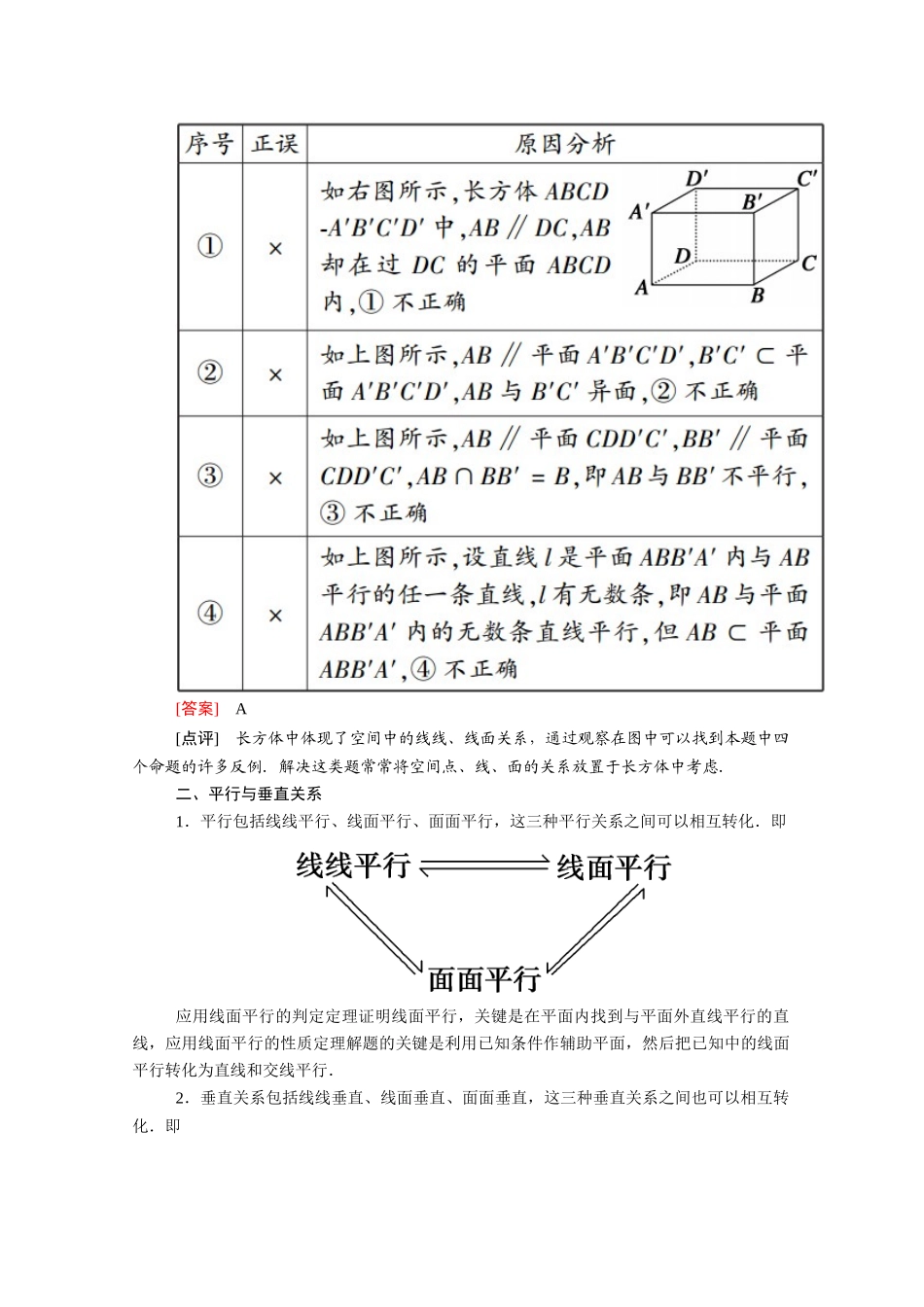 高中数学 第二章 点、直线、平面之间的位置关系章末知识方法专题小结学案（含解析）新人教A版必修2-新人教A版高一必修2数学学案_第2页