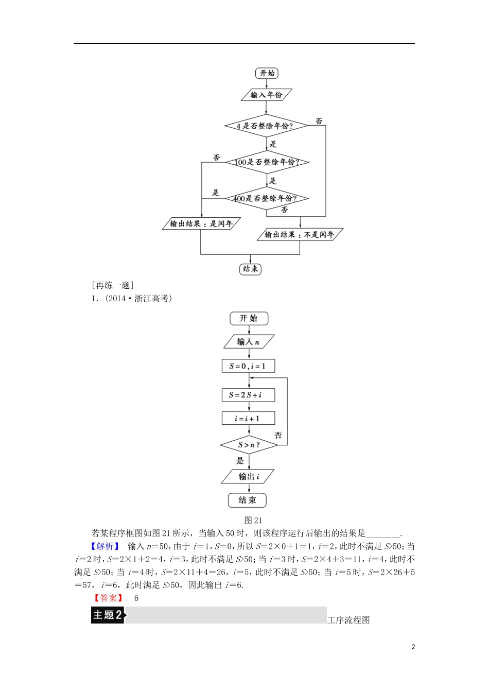 高中数学 第二章 框图章末分层突破学案 北师大版选修1-2-北师大版高中选修1-2数学学案_第2页