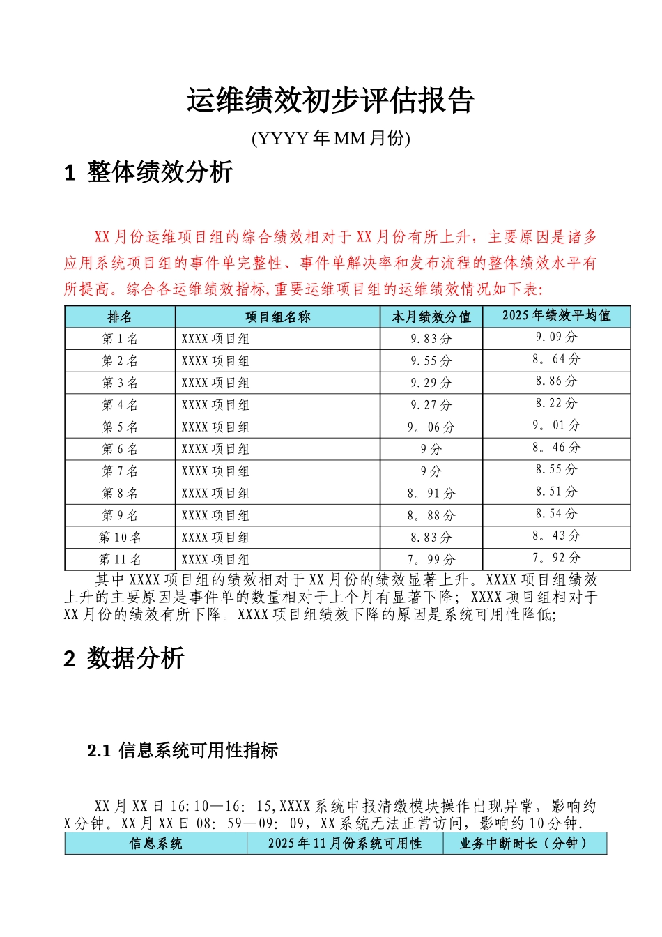 信息中心运维绩效初步评估_第1页
