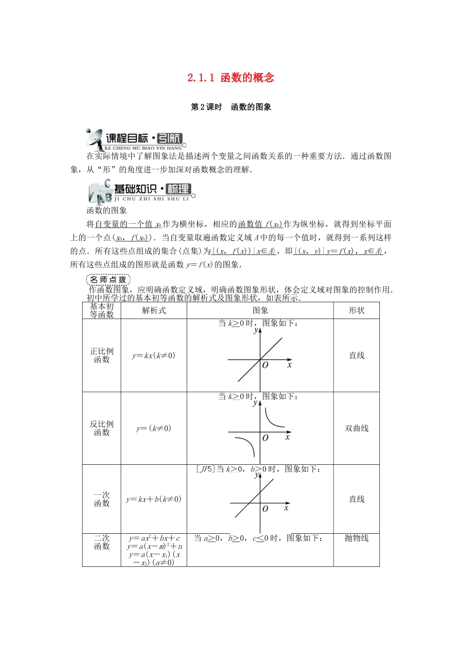 高中数学 第二章 函数概念与基本初等函数I 2.1 函数的概念 2.1.1 函数的概念和图象（2）时学案 苏教版必修1-苏教版高一必修1数学学案_第1页