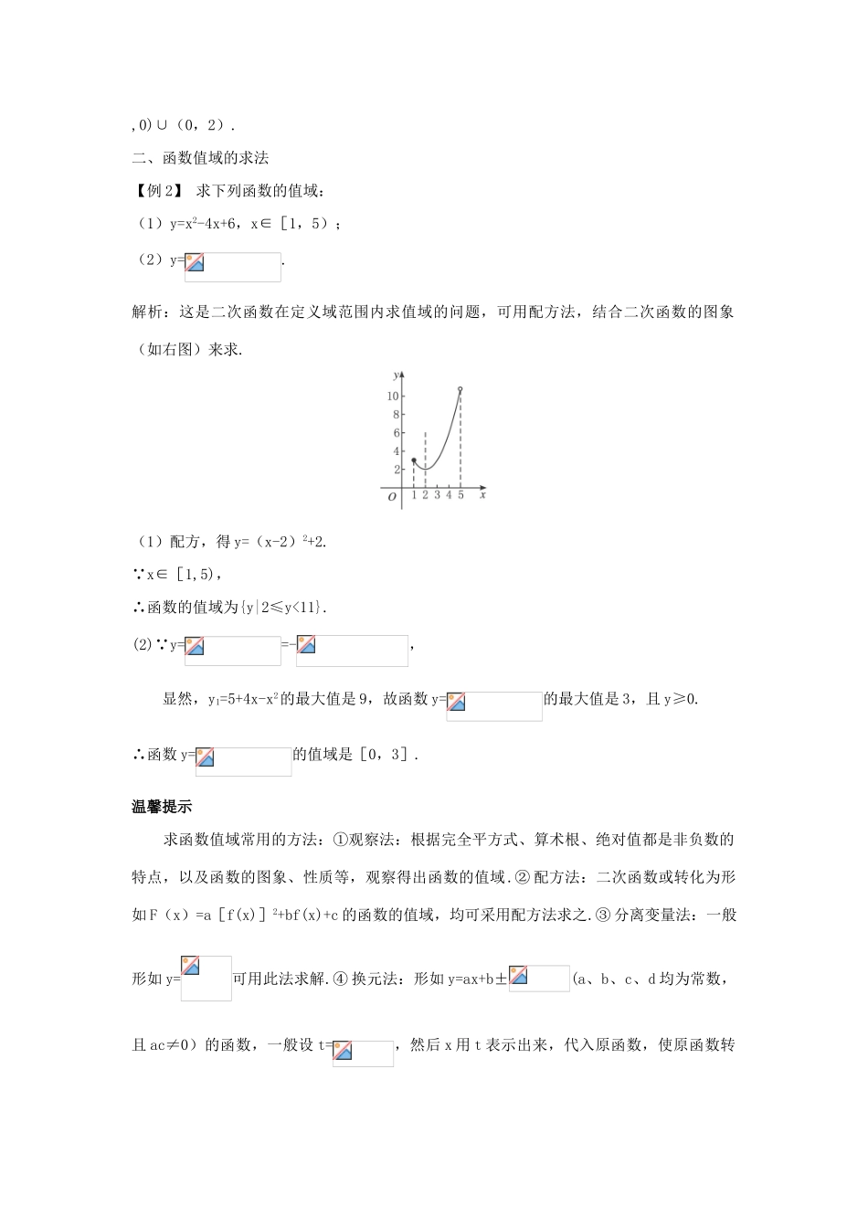 高中数学 第二章 函数概念与基本初等函数I 2.1 函数的概念 2.1.2 函数的定义域、值域课堂导学案 苏教版必修1-苏教版高一必修1数学学案_第2页