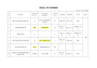 信息化工作计划明细表