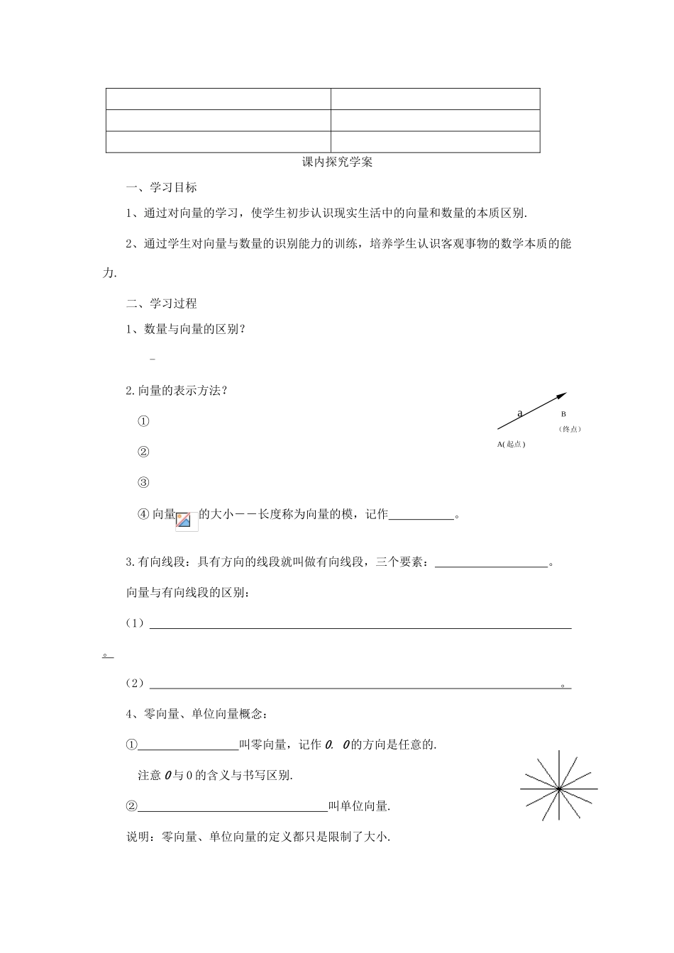 高中数学 第二章 平面向量 2.1 平面向量的实际背景及基本概念学案 新人教A版必修4-新人教A版高一必修4数学学案_第2页
