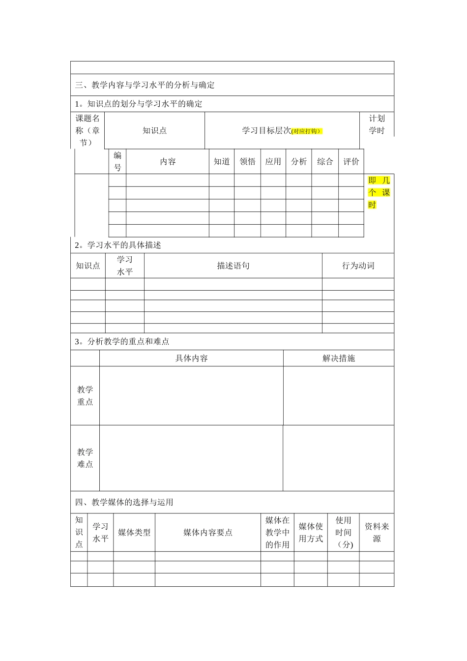 信息化教学设计方案表格模板_第2页