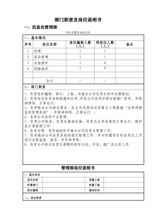 信息化管理部职责