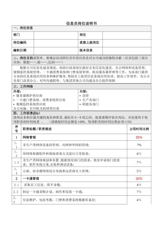 信息员岗位说明书