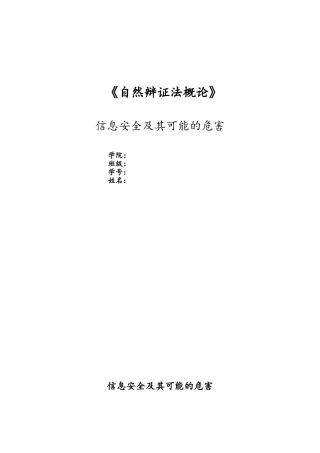 信息安全及其可能的危害