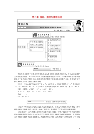 高中数学 第二章 圆柱、圆锥与圆锥曲线章末小结学案 新人教B版选修4-1-新人教B版高二选修4-1数学学案