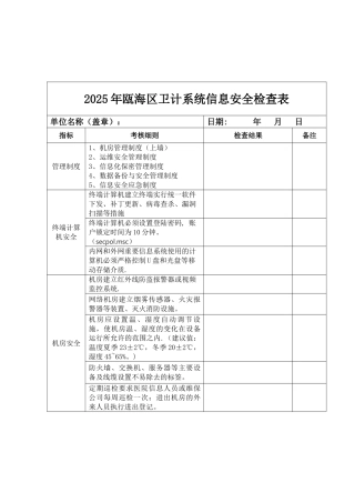信息安全检查表