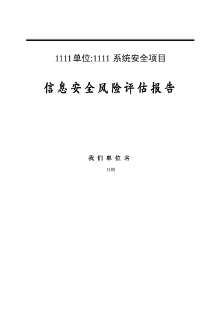 信息安全风险评估报告