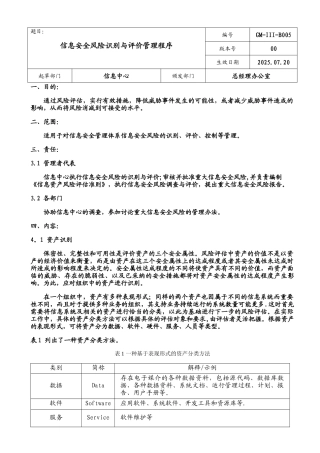 信息安全风险识别与评价管理程序