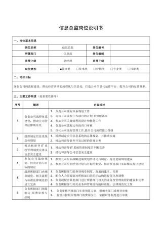 信息总监岗位说明书