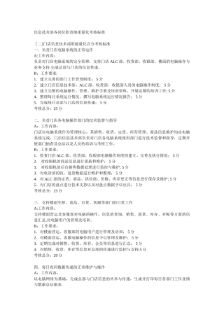 信息技术部各岗位职责细分量化考核标准