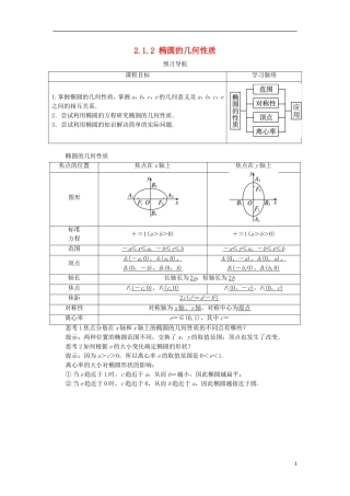 高中数学 第二章 圆锥曲线与方程 2.1.2 椭圆的几何性质预习导学案 新人教B版选修1-1-新人教B版高二选修1-1数学学案