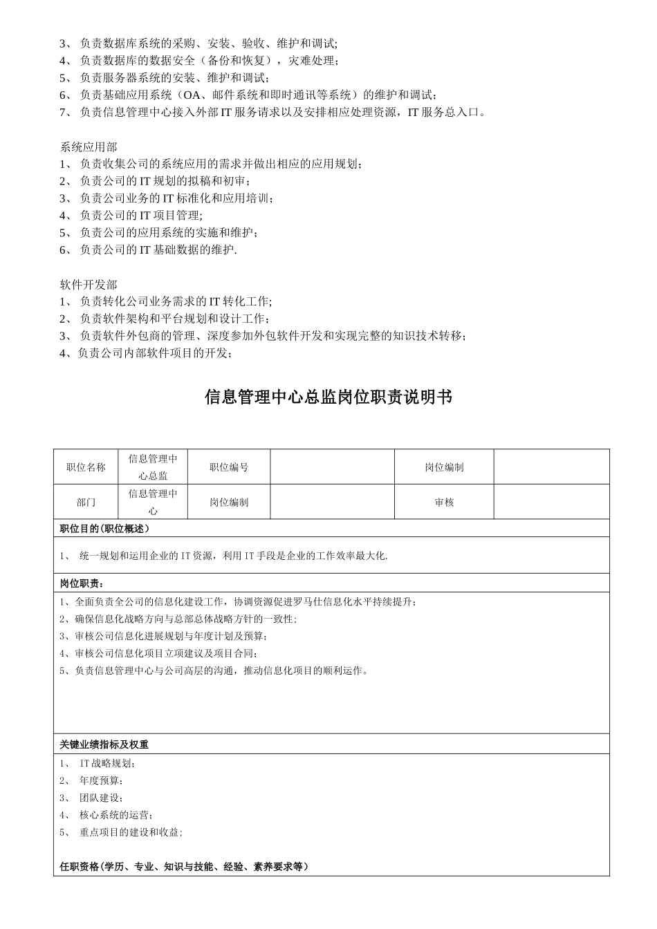 信息管理中心职责及岗位说明书_第2页